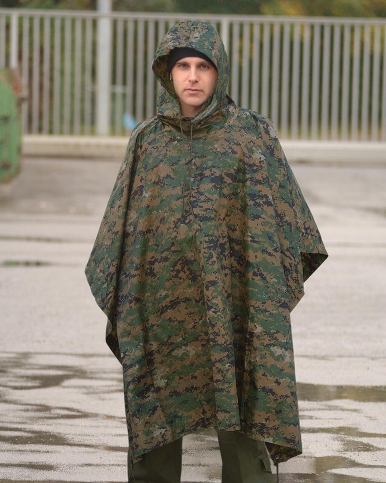 Mil-Tec Woodland Camo Ripstop Poncho Multi-Purpose Wetness Protection DW Camo Item image 2