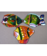 Painted Glass Fish 3 qty Nautical Beach Marine Crafting Decorative 3&quot; READ - £6.07 GBP