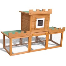 vidaXL Rabbit Hutch Wooden Brown and Green Roof - $620.80 CAD