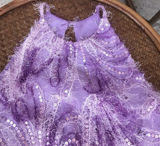 Purple Halter Neck Sequin Tops Women Custom Size Sleeveless Sequined Party Top image 5