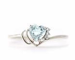 Galaxy Gold GG, 14K Solid White Gold, Natural Aquamarine and Diamond Hea... - $788.13