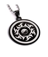 YIN YANG NECKLACE Black Stainless Steel Pendant Tai Chi Martial Arts Cha... - $168.81 MXN