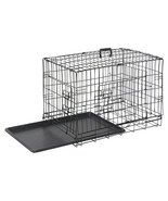 30&#39;&#39; Foldable Dog Pet Crate Kennel Metal Wire Cage 2 Door And Removable ... - £57.39 GBP
