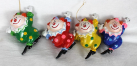 Plastic Blow Mold Ornament Lot Of 4 MCM Christmas Dancing Clowns Vintage Holiday - £29.23 GBP