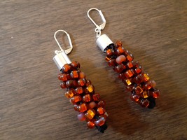 Ruby colored Czech glass kumihimo earrings (item 108) - £11.79 GBP