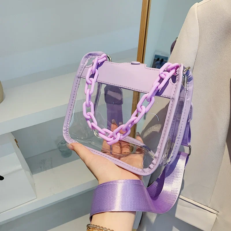 Clear Crossbody Bag for Women PVC Transparent Single Shoulder Chain Port... - £15.90 GBP