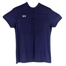 Womens Purple Button Collar Athletic Shirt Under Armour  Medium Heatgear - £15.74 GBP