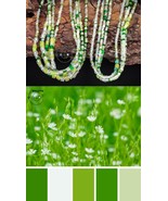 extra-long boho friendship bracelets/necklaces, green seed beads, St. Patrick's - $39.00