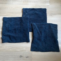 Pottery Barn (3) Navy Velvet Square Euro Pillow Shams 26&quot;x26&quot; - £50.26 GBP