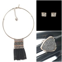 Topshop Freedom Fringe Wire Choker Necklace w Coordinating Ring &amp; Earrings Boho - £11.37 GBP