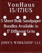 VonHaus 15/171US - 1/4 Sheet - 17 Grits - No-Slip - 5 Sandpaper Bulk Bundles - $4.99