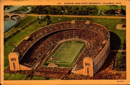 1945 Ohio State University Buckeyes Stadium Columbus Postcard Vintage LINEN BK63 - $8.91