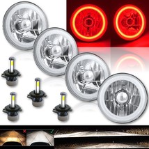 5-3/4" Red COB LED Halo Angel Eye Crystal Headlamp 6k 20/40w LED Bulb Set of 4 - $299.95