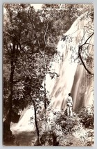 Mexico Man At Cola De Caballo Waterfalls Monterrey Nuevo Leon  Postcard A45 - £7.77 GBP