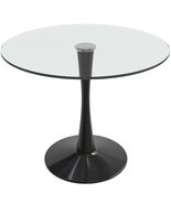 LeisureMod Bristol Mid-Century Modern Round Table with Glass Top and Iro... - $284.09 CAD