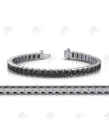 4Ct Channel Set Lab-Created Black Onyx Tennis Bracelet in 925 Silver  7&quot; - £127.12 GBP