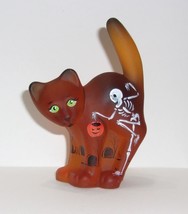 Fenton Glass Amber Halloween Mr Bones Skeleton Scaredy Cat Figurine Ltd Ed 15/86 - £138.40 GBP