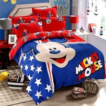 MICKEY MOUSE RED PATRIOTIC 100% COTTON TWIN FULL QUEEN COMFORTER SET - £177.51 GBP+
