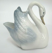 Tengra Porcelain Figural Swan Planter White and Blue Lovely 8.5&quot; Made in... - $18.80