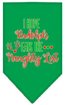 Hope Rudolph Eats Naughty List Screen Print Bandana Emerald Green Size Large - £9.06 GBP