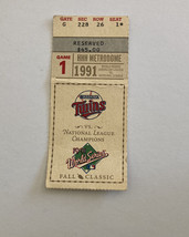 World Series 1991 Game 1 Ticket Stub Minnesota Twins Ticket - £39.32 GBP