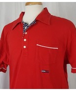 Vtg Tommy Jeans Men&#39;s XL Cotton Polo Shirt Red Stars Hilfiger Flag Color... - £13.33 GBP