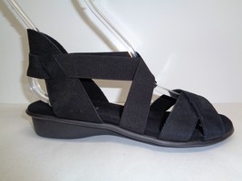 Sesto Meucci Size 6 M ELLIS Black Nabuk Leather Wedge Sandals New Womens Shoes - £109.99 GBP