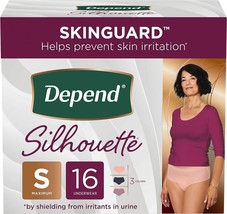 Depend Silhouette Women&#39;s Incontinence Underwear Small, Black/Pink/Berry... - $468.33 MXN