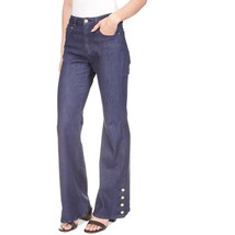 MICHAEL Michael Kors Women&#39;s Button-Hem Flare-Leg Denim Jeans Dusk Blue ... - £39.18 GBP