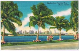 Postcard Skyline From Venetian Way Miami Florida - £2.21 GBP