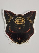 Cat Head with Eye on Forehead Dark Multicolor Sticker Decal Pet Embellishment - £1.80 GBP