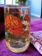 Drnking Glass 1950s Brockway Flower of The Month Chrysanthemum November Orange - £10.60 GBP