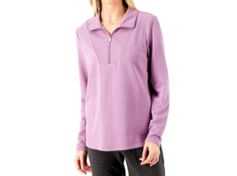 zuda Twill French Terry Half Zip Pullover- Antique Violet, LARGE - £19.55 GBP