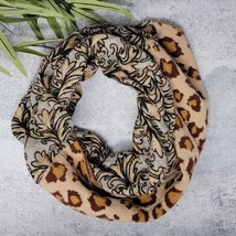 Collection Eighteen | Leopard &amp; Scroll Mixed Print &amp; Material Infinity Scarf - £11.57 GBP