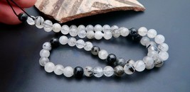 Beautiful Quartz With Rutilated Tourmaline 6.2-6.5mm Beads 15.35&quot; Strand... - £37.13 GBP