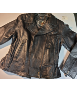 Zony Inc Black Leather Biker Moto Jacket Zip Out Lining Women&#39;s SIZE M - $1,750.12 MXN