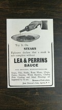 Vintage 1904 Lea &amp; Perrins Sauce Steaks Original Ad 721 - £5.22 GBP