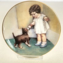 1992 Bessie Pease Gutmann Plate The Reward Mini 3in Porcelain Clear Holder - £11.95 GBP
