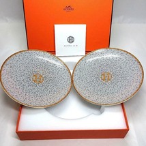 Hermes Mosaique au 24 Bread Plate 16 cm Set of 2 Gold porcelain dinner 23 - £366.73 GBP