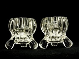 Set of 2 Jeannette Glass Candle Holders, National Pattern, Vintage Home Decor - £15.62 GBP