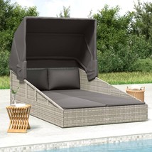  Patio Sunbed Gray PE rattan, Powder-coated steel, Polyester Double - $9,216.95 MXN
