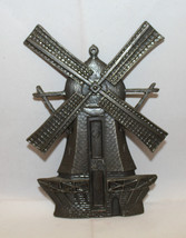 Vintage Signed Zero O.W.G Metal Wind Mill Hanging Wall Plaque 15cm 6&quot; Tall Cute - £23.13 GBP