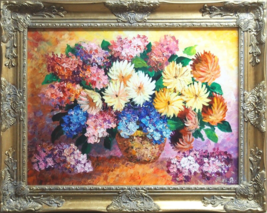 Alexander Antanenka-Your Favorite Flowers-Framed ORIGINAL Oil/Canvas/Signed/LOA - £1,458.82 GBP