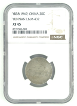 1949 China 20C Silver Yunnan L&amp;M 432 Graded by NGC as XF45 - €445,67 EUR