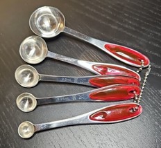 RSVP International Endurance Splash Measuring Spoons Set Red Acrylic Inset - £11.66 GBP