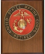 US Marine Corps RETIRED Solid Brass Emblem 6 1/2&quot; Painted Insignia Plaque - $132.38 CAD