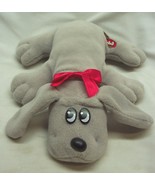 VINTAGE 1985 Pound Puppies GRAY PUPPY DOG W/ RED BOW 8&quot; Plush STUFFED AN... - $19.80