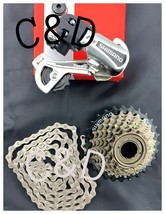 NEW SET, SHIMANO CASSETTE &amp; DRAILLEUR, YBN CHAIN, 7 SPEED SETS FOR MOUNT... - £43.58 GBP