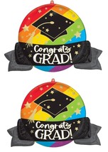 2 Pack 32&quot; Graduating Celebrate &#39;Congrats Grad!&#39; Foil Balloons - Rainbow - £12.60 GBP