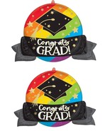 2 Pack 32&quot; Graduating Celebrate &#39;Congrats Grad!&#39; Foil Balloons - Rainbow - £12.50 GBP